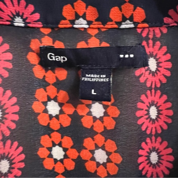 GAP Blouse Large Floral Ruffle Front Workwear Casual Office Long Sleeve - Picture 2 of 7